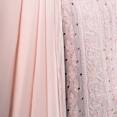 Pastel Pink Anarkali Semistitched Suit Set