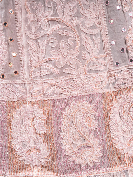 Pastel Pink Anarkali Semistitched Suit Set