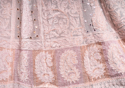 Pastel Pink Anarkali Semistitched Suit Set