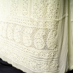 Lemon Yellow Chikankari Unstitched Suit Set