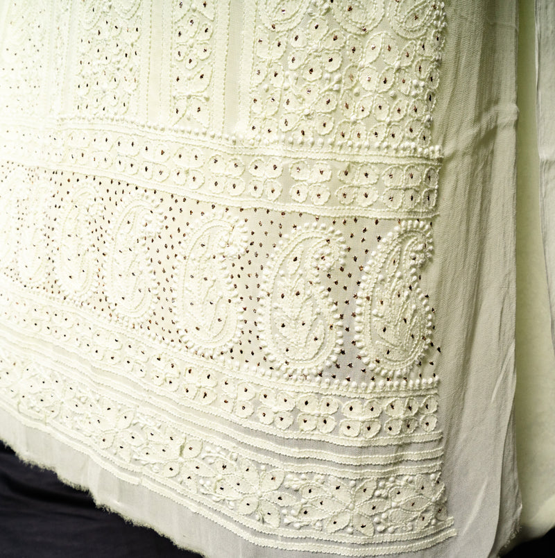 Lemon Yellow Chikankari Unstitched Suit Set