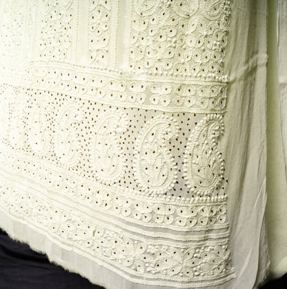 Lemon Yellow Chikankari Unstitched Suit Set