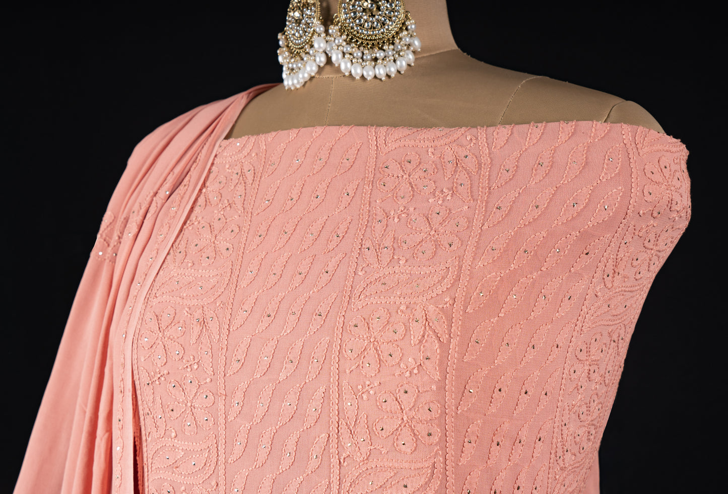 Peach Amber Chikanakri Suit Set
