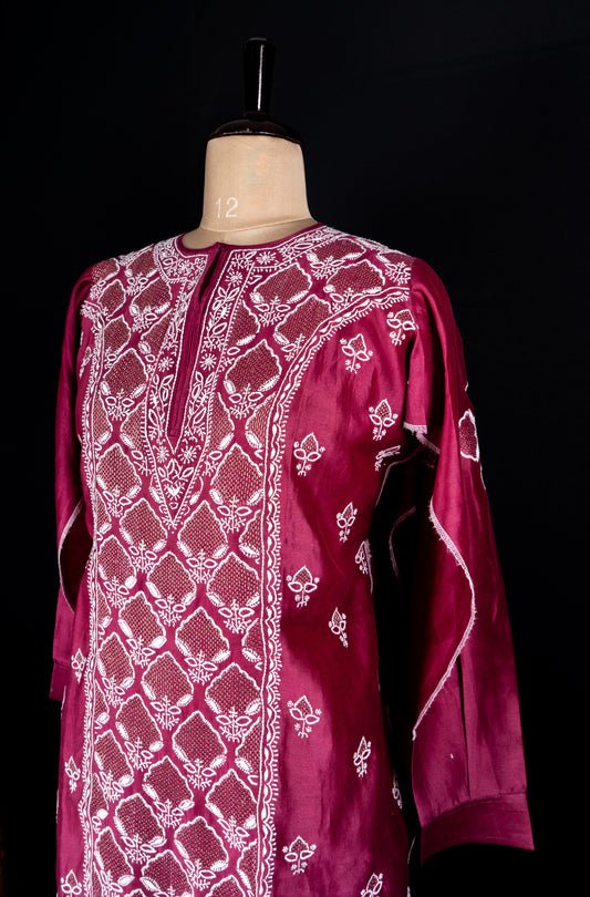 Maroon Silk Suit Set