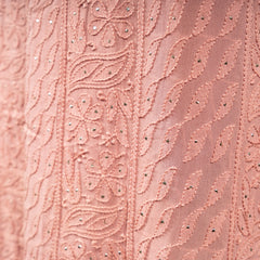 Peach Amber Georgette Unstitched Chikankari Suit Set
