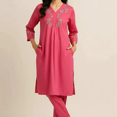 Pink Readymade Cotton Co-Ord Set - Design 2
