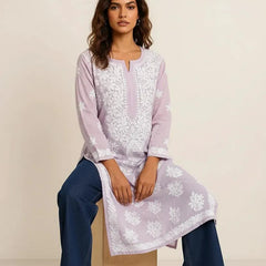 Lavender Readymade Mulcotton Chikankari Kurta
