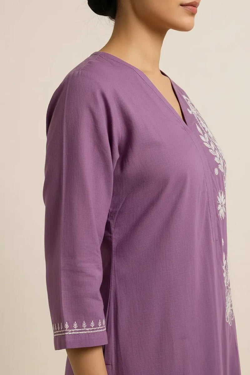 Dark Purple Readymade Cotton Co-ord Set
