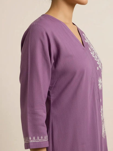 Dark Purple Readymade Cotton Co-ord Set