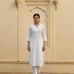 White Cotton Readymade Co-ord Set
