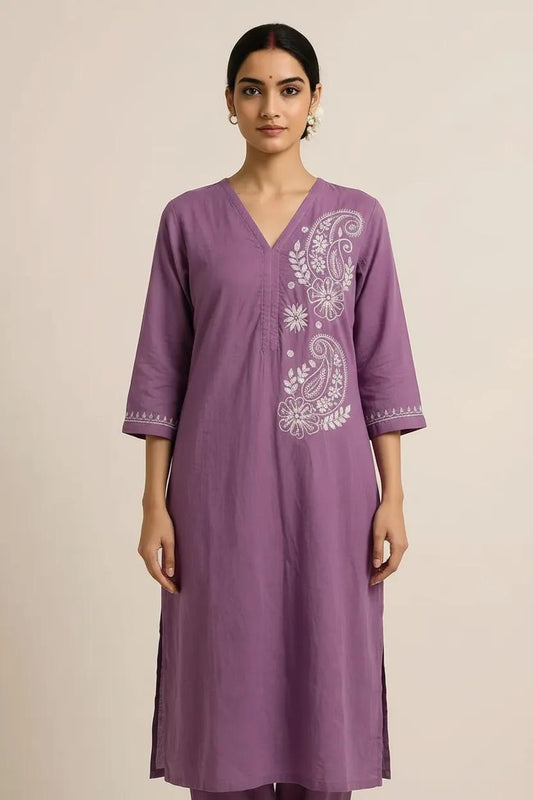 Dark Purple Readymade Cotton Co-ord Set