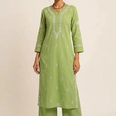 Green Readymade Cotton Co-ord Set