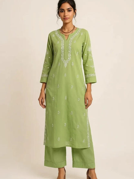 Green Readymade Cotton Co-ord Set