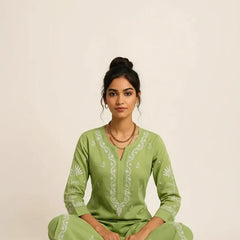 Green Readymade Cotton Co-ord Set