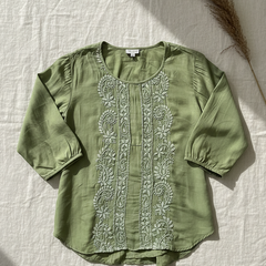 Green Muslin Top - Shirt