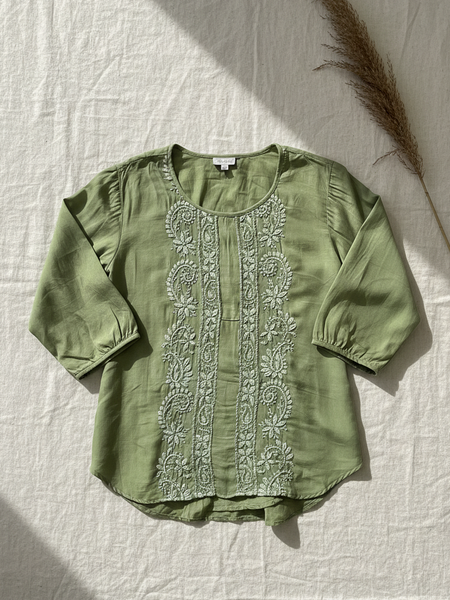 Green Muslin Top - Shirt