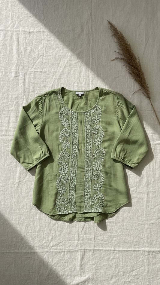 Green Muslin Top - Shirt