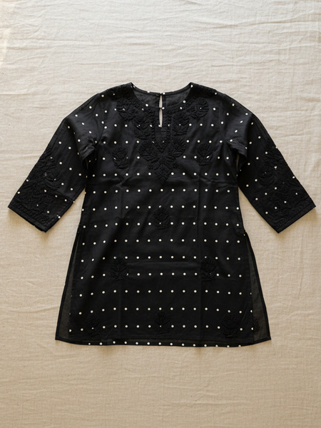 Heritage Scarlet Chanderi Black Short Kurti