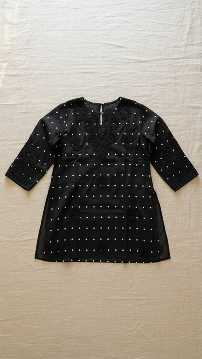 Heritage Scarlet Chanderi Black Short Kurti