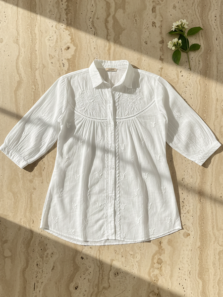 Readymade Cotton White Chikankari Shirt