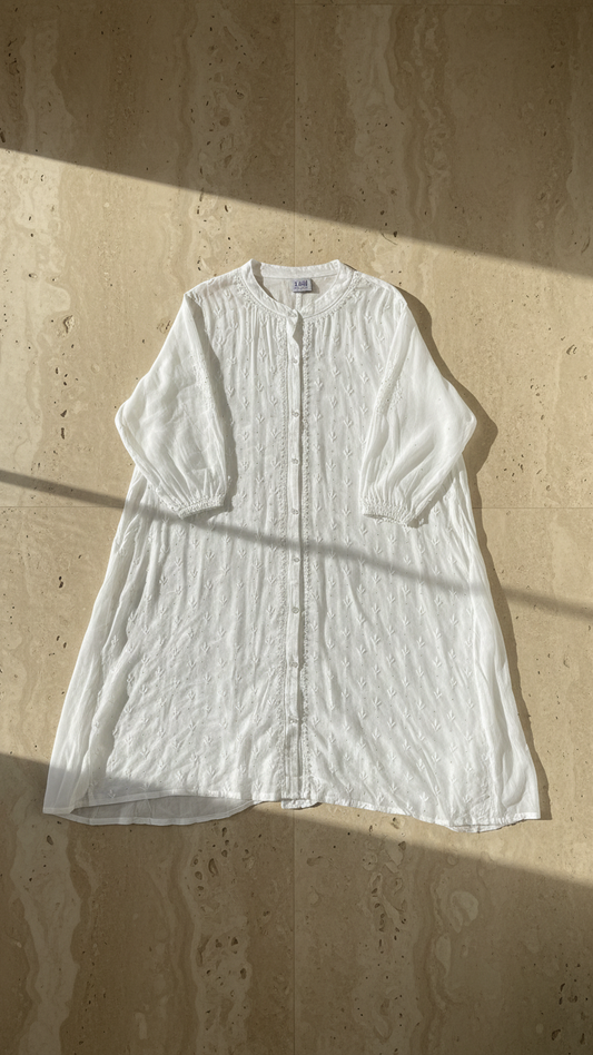 White Chikanakri Jacket Dress - Freesize