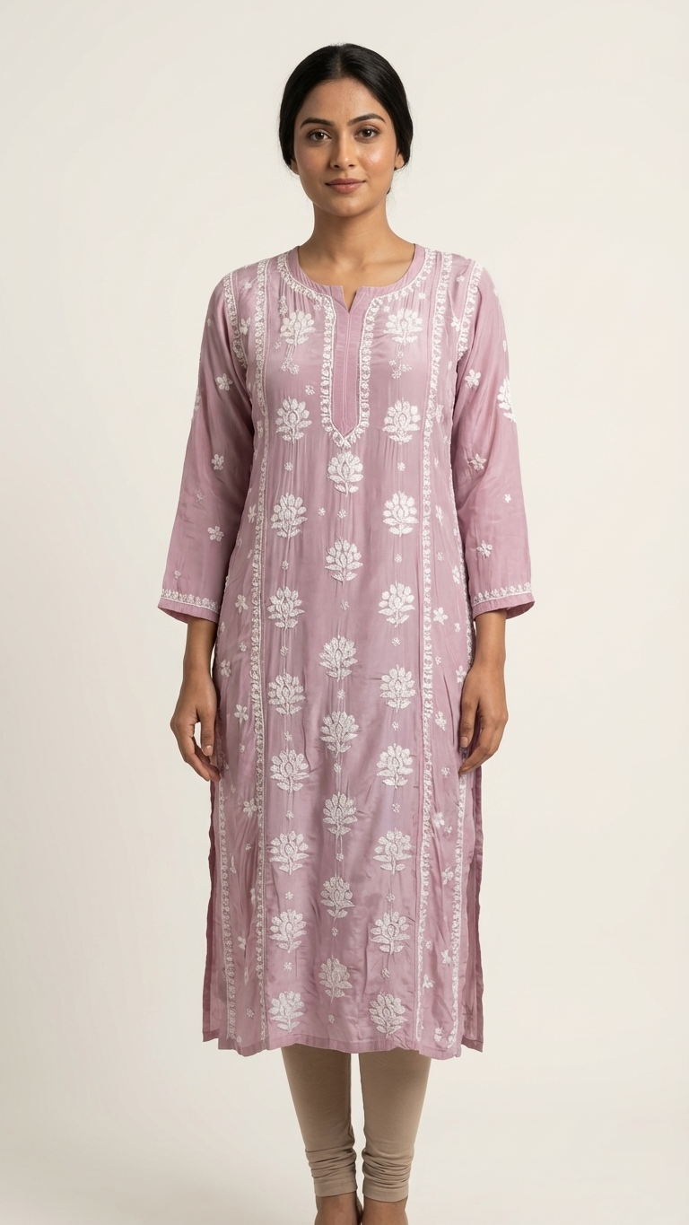 Readymade Crepe Silk in Pink Color Kurta