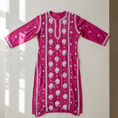 Readymade Crepe Silk in Pink Color Kurta