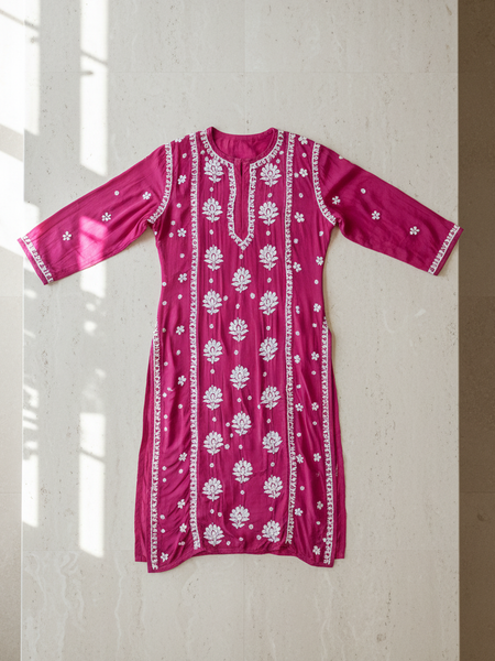 Readymade Crepe Silk in Pink Color Kurta