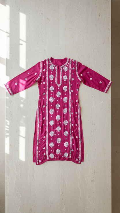 Readymade Crepe Silk in Pink Color Kurta