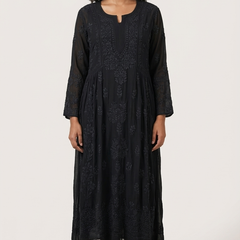 Readymade Georgette Black Dress - Freesize