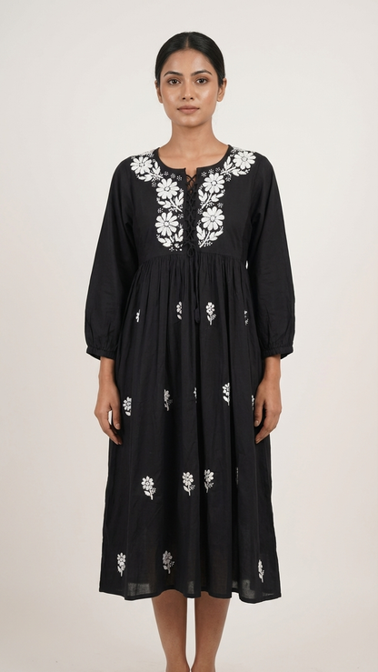Readymade Cotton Black Dress - Freesize