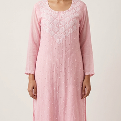 Pink Pearl Chikankari Work Unstitched Suit Set
