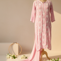 Readymade Crepe Silk in Pink Color Kurta