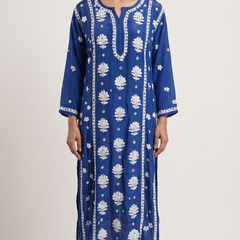 Readymade Crepe Silk in Royal Blue Color Kurta