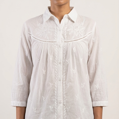 Readymade Cotton White Chikankari Shirt