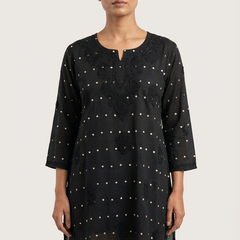 Heritage Scarlet Chanderi Black Short Kurti