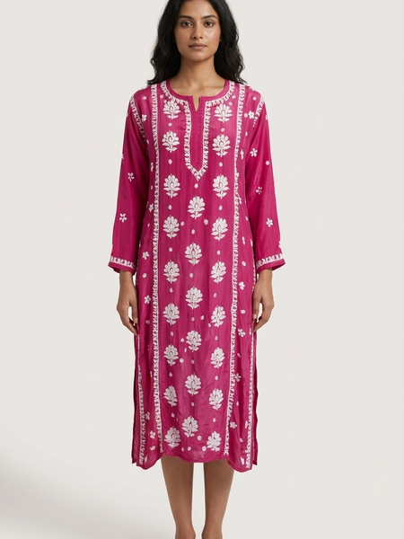 Readymade Crepe Silk in Pink Color Kurta
