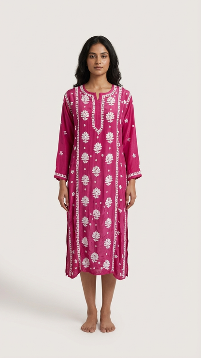 Readymade Crepe Silk in Pink Color Kurta