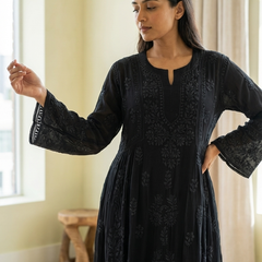 Readymade Georgette Black Dress - Freesize