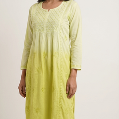Readymade Cotton Kurta Ombre Yellow Kurta