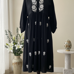 Readymade Cotton Black Dress - Freesize