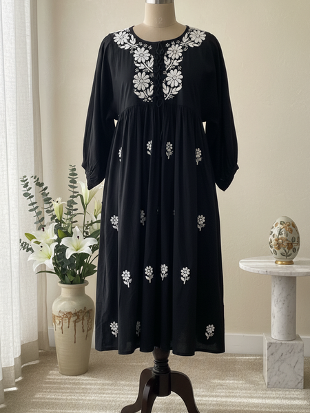 Readymade Cotton Black Dress - Freesize