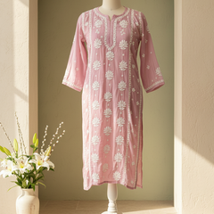 Readymade Crepe Silk in Pink Color Kurta