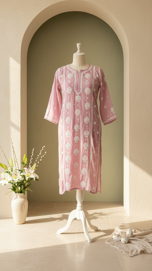 Readymade Crepe Silk in Pink Color Kurta