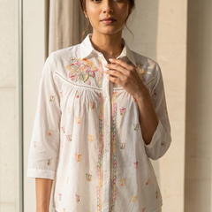 Readymade Cotton Multicolour Chikankari Shirt