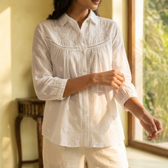 Readymade Cotton White Chikankari Shirt