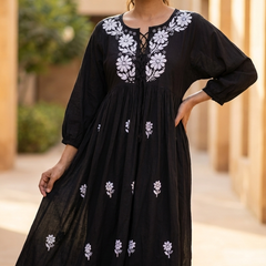 Readymade Cotton Black Dress - Freesize