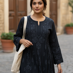 Readymade Georgette Black Dress - Freesize