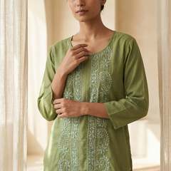 Green Muslin Top - Shirt