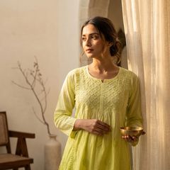 Readymade Cotton Kurta Ombre Yellow Kurta